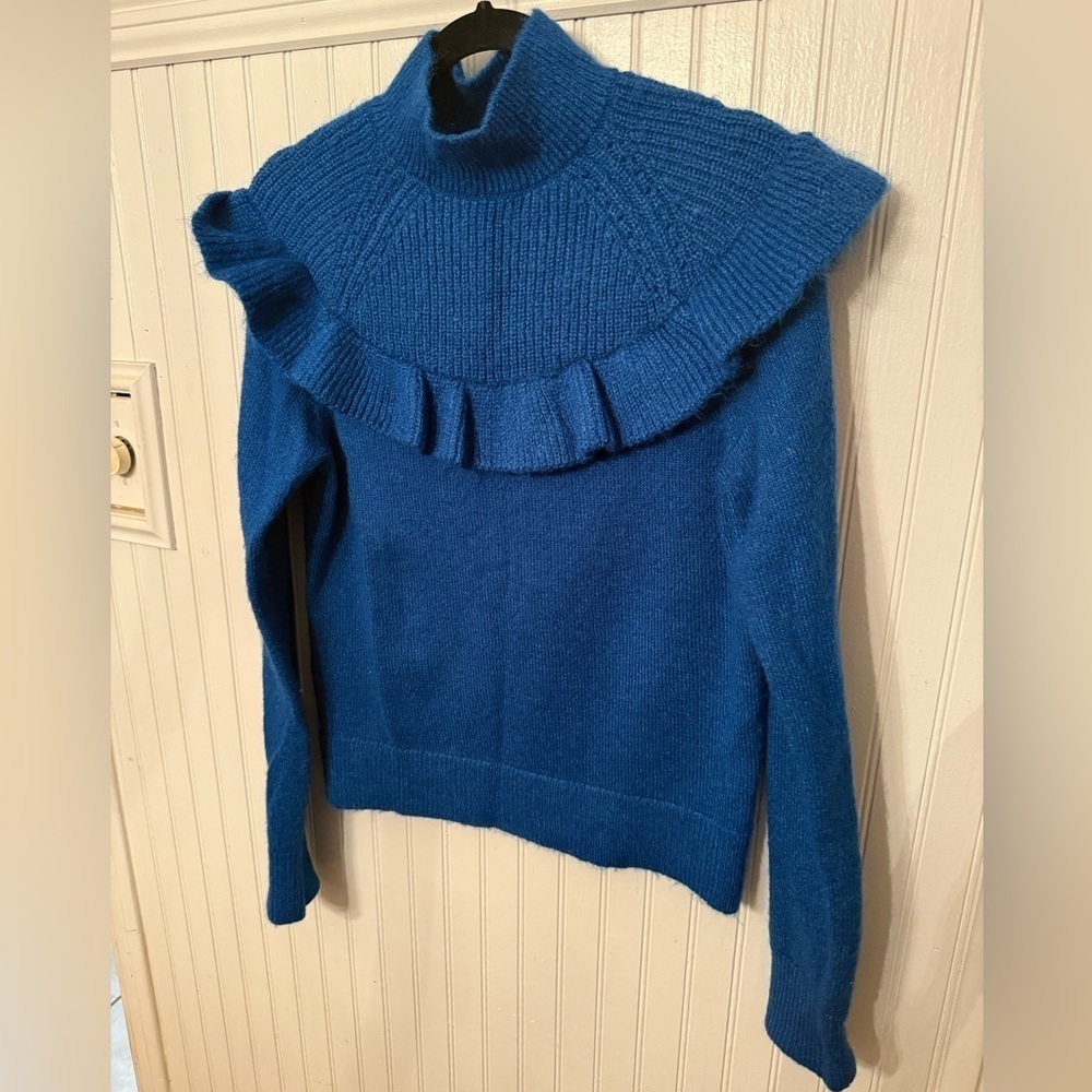 Ann Taylor Mixed Stitch Ruffle Small Sweater